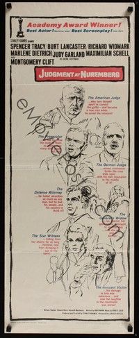 3g195 JUDGMENT AT NUREMBERG insert '62 Spencer Tracy, Judy Garland, Burt Lancaster, Dietrich!