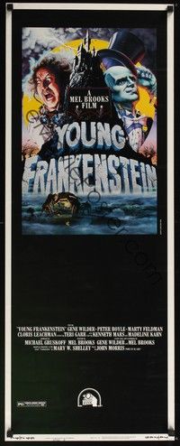 3g423 YOUNG FRANKENSTEIN style B insert '74 Mel Brooks, art of Gene Wilder, Peter Boyle & Feldman!