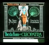 3h159 CLEOPATRA glass slide '17 different image of Theda Bara as Queen of the Nile on her throne!