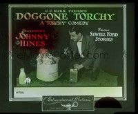 3h162 DOGGONE TORCHY glass slide '21 wacky image of Johnny Hines giving dog treats to baby!