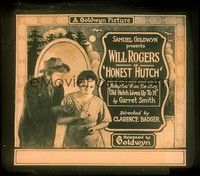 3h172 HONEST HUTCH glass slide '20 Will Rogers finds money in early silent w/Mary Alden!