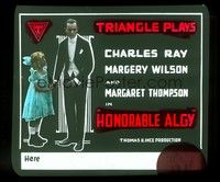 3h173 HONORABLE ALGY glass slide '16 Charles Ray saves the day & marries sweetheart Margery Wilson!