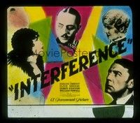 3h174 INTERFERENCE glass slide '28 colorful image of William Powell in first Paramount talkie!