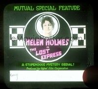 3h179 LOST EXPRESS glass slide '17 Helen Holmes in a stupendous railroad mystery serial!