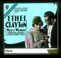 3h181 MAN'S WOMAN glass slide '17 Rockcliffe Fellowes doesn't pay attention to wife Ethel Clayton!