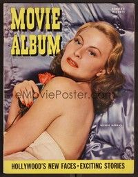 3h118 MOVIE ALBUM vol 1 no 4 mag 1942 close portrait of sexy Michele Morgan laying on silk sheets!