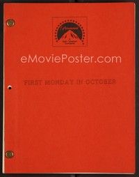 3h135 FIRST MONDAY IN OCTOBER script '81 screenplay by Jerome Lawrence and Robert E. Lee!