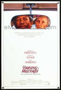 3k143 DRIVING MISS DAISY 1sh '89 art of Morgan Freeman & Jessica Tandy, Bruce Beresford directed!