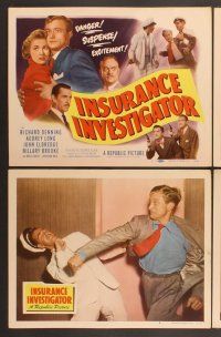 3p346 INSURANCE INVESTIGATOR 8 LCs '51 Richard Denning, Audrey Long, John Eldredge!!