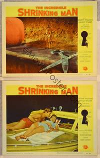 3v704 INCREDIBLE SHRINKING MAN 2 LCs '57 Jack Arnold sci-fi classic, Grant Williams & Randy Stuart!