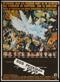 3x548 POSEIDON ADVENTURE Danish '72 art of Gene Hackman & Stella Stevens escaping by Mort Kunstler