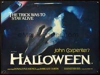 4b354 HALLOWEEN British quad '78 Carpenter classic, Jamie Lee Curtis, different image!