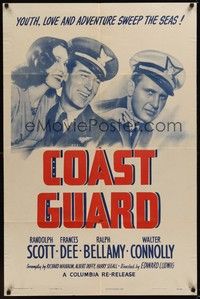 4d204 COAST GUARD  1sh R48 Randolph Scott, Frances Dee, Ralph Bellamy!