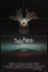 4d239 DEADLY FRIEND advance 1sh '86 Wes Craven, cool art of robot Kristy Swanson in window!