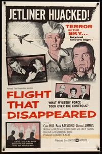 4d334 FLIGHT THAT DISAPPEARED  1sh '61 wacky sci-fi, terror in the sky beyond known flight!