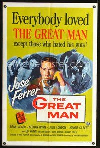 4d384 GREAT MAN  1sh '57 everbody loved Jose Ferrer, Julie London, Dean Jagger!