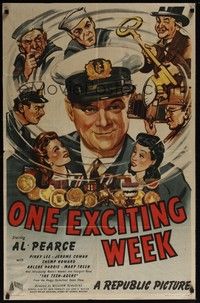 4d600 ONE EXCITING WEEK  1sh '46 Al Pearce, Shemp Howard pictured, great artwork!