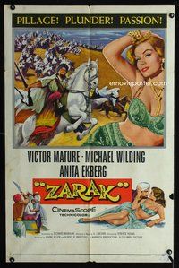 4d998 ZARAK  1sh '56 sexy Anita Ekberg, Victor Mature, pillage, plunder, passion!