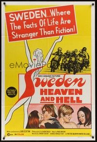 4e554 SWEDEN HEAVEN & HELL Aust 1sh '69 where the facts of life are stranger than fiction!