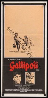 4e710 GALLIPOLI Aust daybill '81 Peter Weir, Mel Gibson & Mark Lee cross desert on foot!