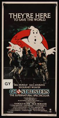 4e716 GHOSTBUSTERS Aust daybill '84 Bill Murray, Aykroyd & Harold Ramis are here to save the world