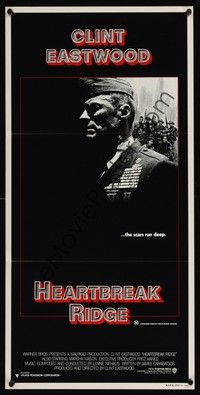 4e733 HEARTBREAK RIDGE Aust daybill '86 Clint Eastwood all decked out in uniform & medals!