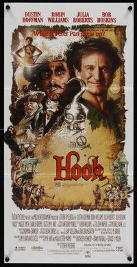 4e740 HOOK Aust daybill '91 artwork of pirate Dustin Hoffman & Robin Williams by Drew Struzan!