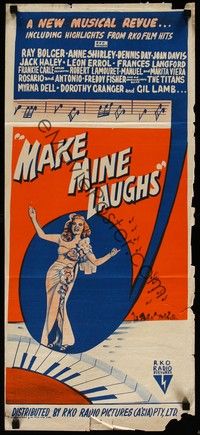 4e808 MAKE MINE LAUGHS Aust daybill '49 Ray Bolger, Jack Haley, Joan Davis!