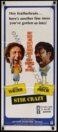 4e935 STIR CRAZY Aust daybill '80 Wilder & Pryor in chicken suits, directed by Sidney Poitier!