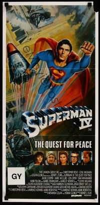 4e939 SUPERMAN IV Aust daybill '87 great art of super hero Christopher Reeve by Daniel Gouzee!