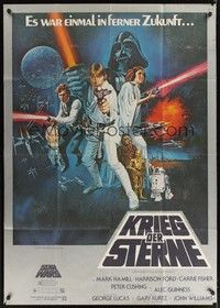 4e234 STAR WARS German 33x47 '77 George Lucas classic sci-fi epic, great art by Chantrell!