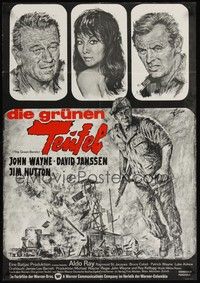 4e277 GREEN BERETS German R70s John Wayne, David Janssen, Jim Hutton, cool Goetze Vietnam War art!