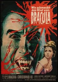 4e327 TASTE THE BLOOD OF DRACULA German '70 different art of vampire Christopher Lee by Rehak!