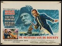 4h405 MUTINY ON THE BOUNTY Belgian '62 cool different artwork of Marlon Brando & Howard!