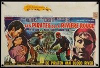 4h416 PIRATES OF BLOOD RIVER Belgian '62 Hammer, cool art of swashbuckler Kerwin Mathews!