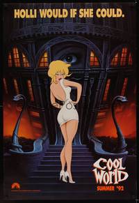 4w151 COOL WORLD teaser DS 1sh '92 great cartoon art of sexy Kim Basinger as Holli!