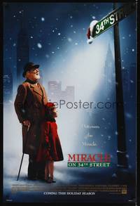 4w460 MIRACLE ON 34th STREET style B advance DS 1sh '94 Richard Attenborough & Mara Wilson!