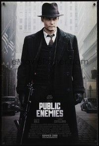 4w520 PUBLIC ENEMIES advance DS 1sh '09 cool image of Johnny Depp as John Dillinger!