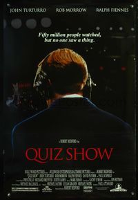 4w526 QUIZ SHOW DS 1sh '94 John Turturro, Ralph Fiennes, Paul Scofield, Robert Redford!