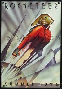 4w543 ROCKETEER DS Teaser 1sh '91 Disney, really cool John Mattos art of Bill Campbell in costume!