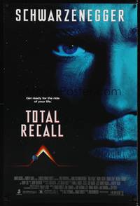 4w684 TOTAL RECALL 1sh '90 Paul Verhoeven, close-up of Arnold Schwarzenegger!