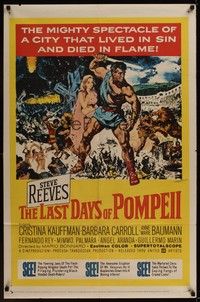 5b499 LAST DAYS OF POMPEII 1sh '60 art of Steve Reeves in the mighty spectacle!