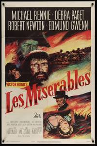 5b506 LES MISERABLES 1sh '52 Michael Rennie as Jean Valjean, Debra Paget, Victor Hugo!