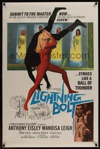 5b510 LIGHTNING BOLT 1sh '67 art of sexy Italian female hero flipping a bad guy!