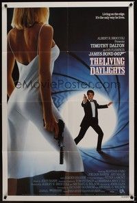 5b512 LIVING DAYLIGHTS int'l 1sh '87 Timothy Dalton as James Bond & sexy Maryam d'Abo with gun!