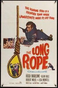 5b522 LONG ROPE 1sh '61 town where lawlessness made its last stand staked out by the Devil!