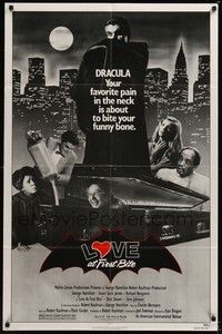 5b532 LOVE AT FIRST BITE 1sh '79 AIP, wacky vampire image of George Hamilton as Dracula!