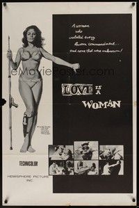 5b534 LOVE IS A WOMAN 1sh '66 Frederic Goode's Death is a Woman, sexy Patsy Anne Noble w/spear gun!