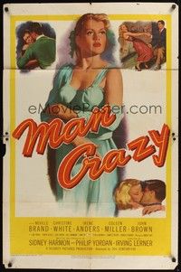 5b546 MAN CRAZY 1sh '53 full-length artwork of very sexy bad girl Christine White!