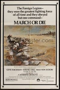 5b556 MARCH OR DIE Tom Jung Battle Style 1sh '76 Gene Hackman, Terence Hill, art of French Foreign Legion!